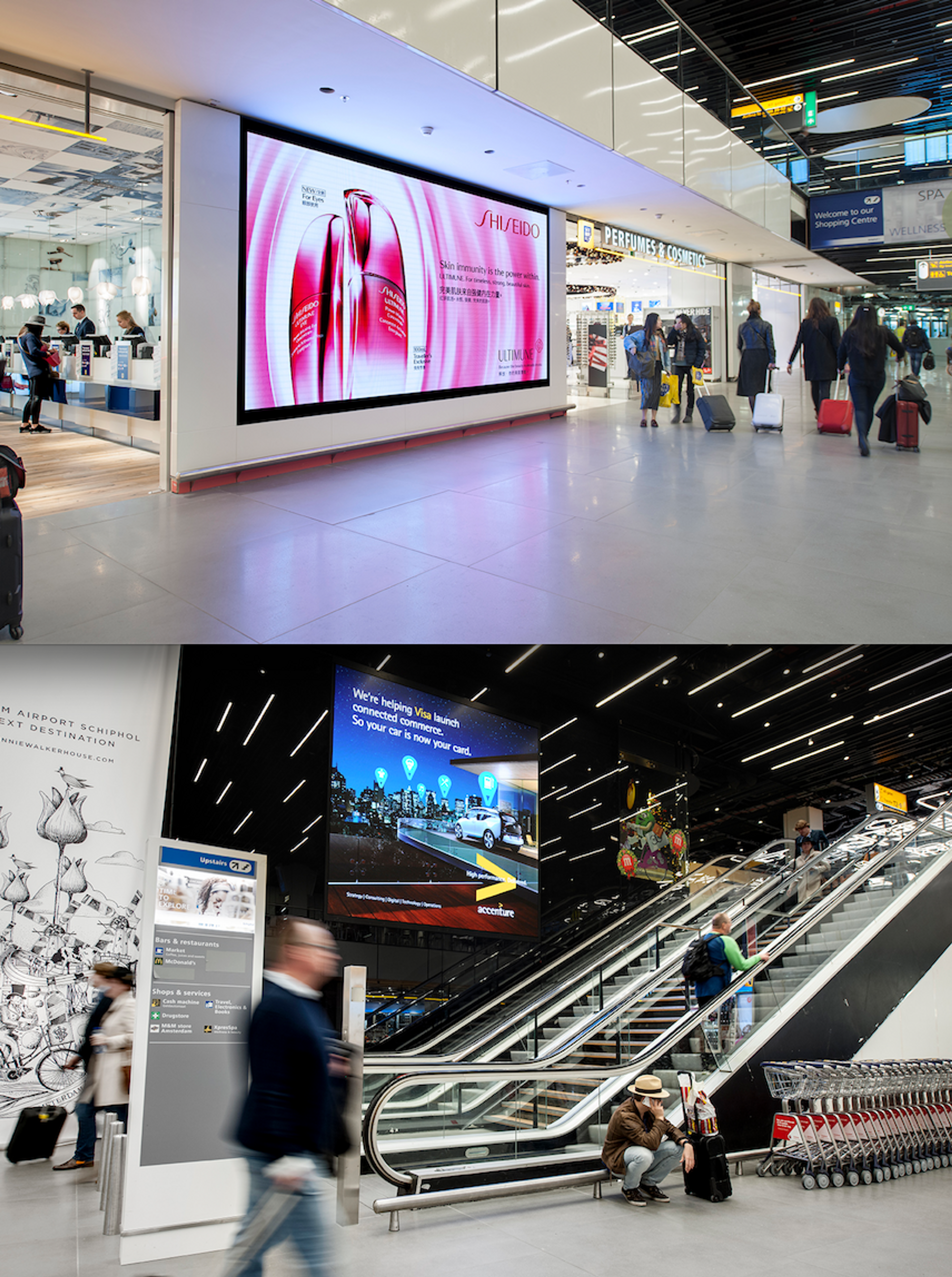 Twee gigantische ledschermen nieuwe blikvangers op Schiphol