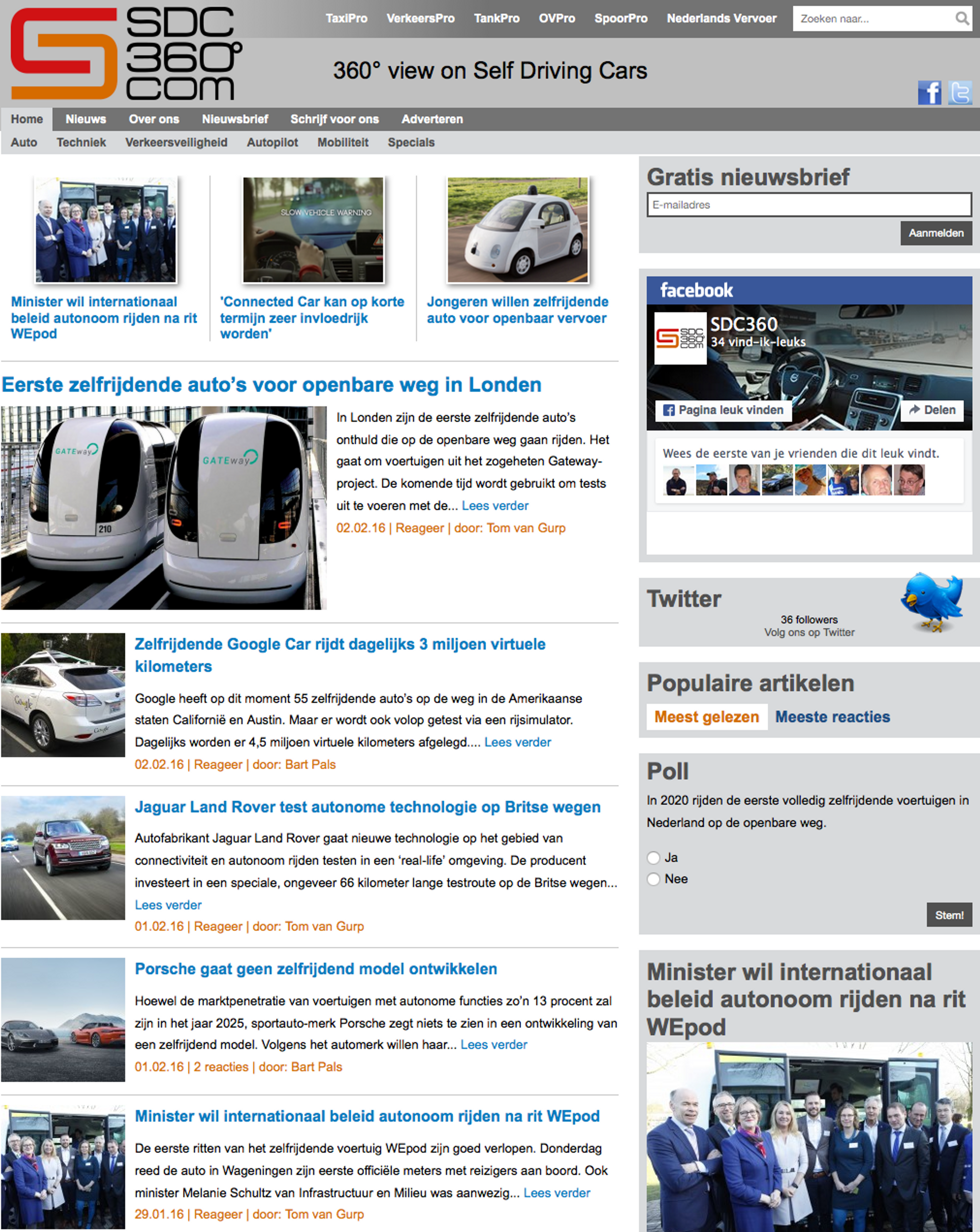 Nieuw platform over zelfrijdende auto’s: SDC360.com