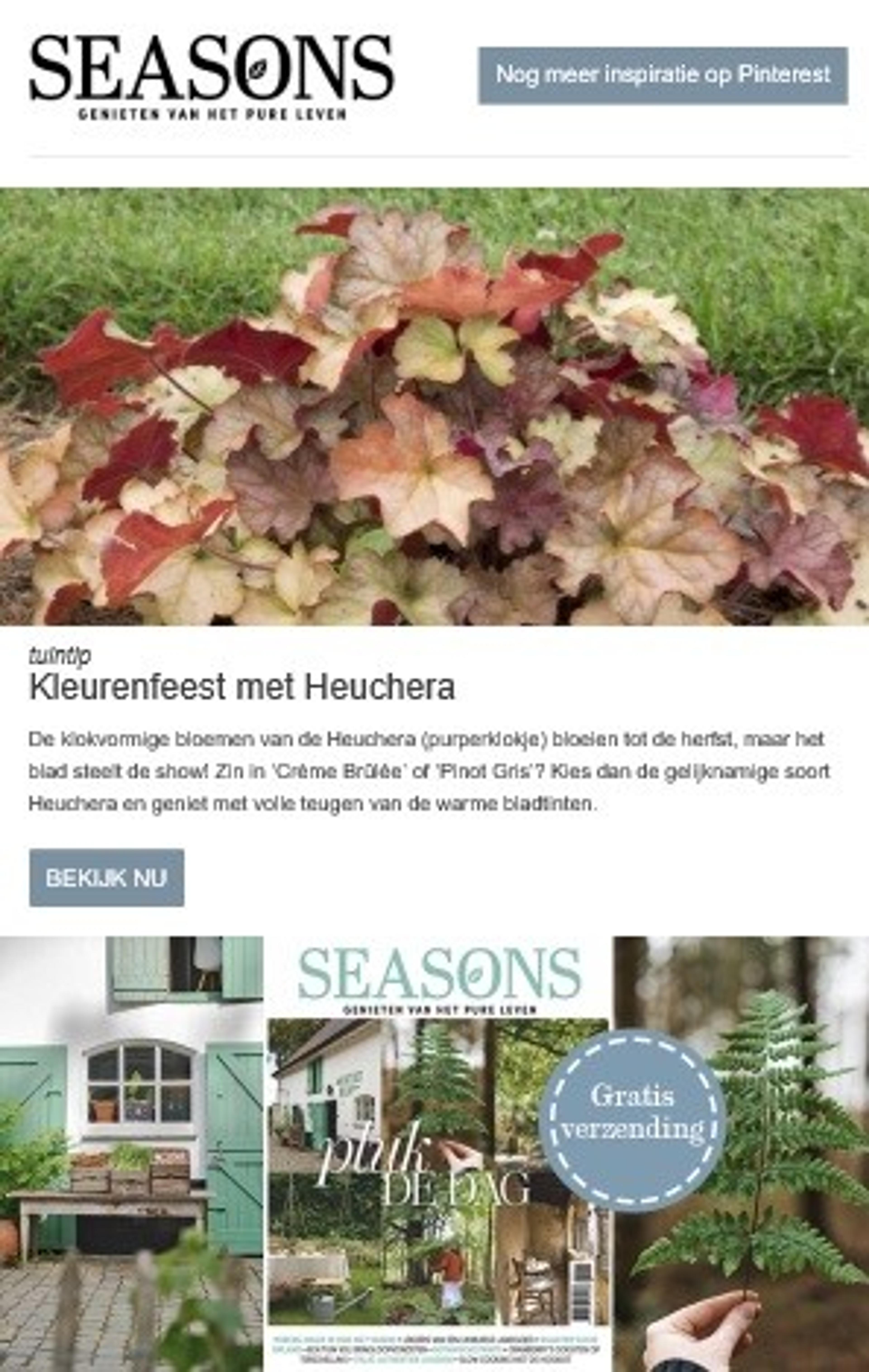 Seasons Nieuwsbrief nu wekelijks