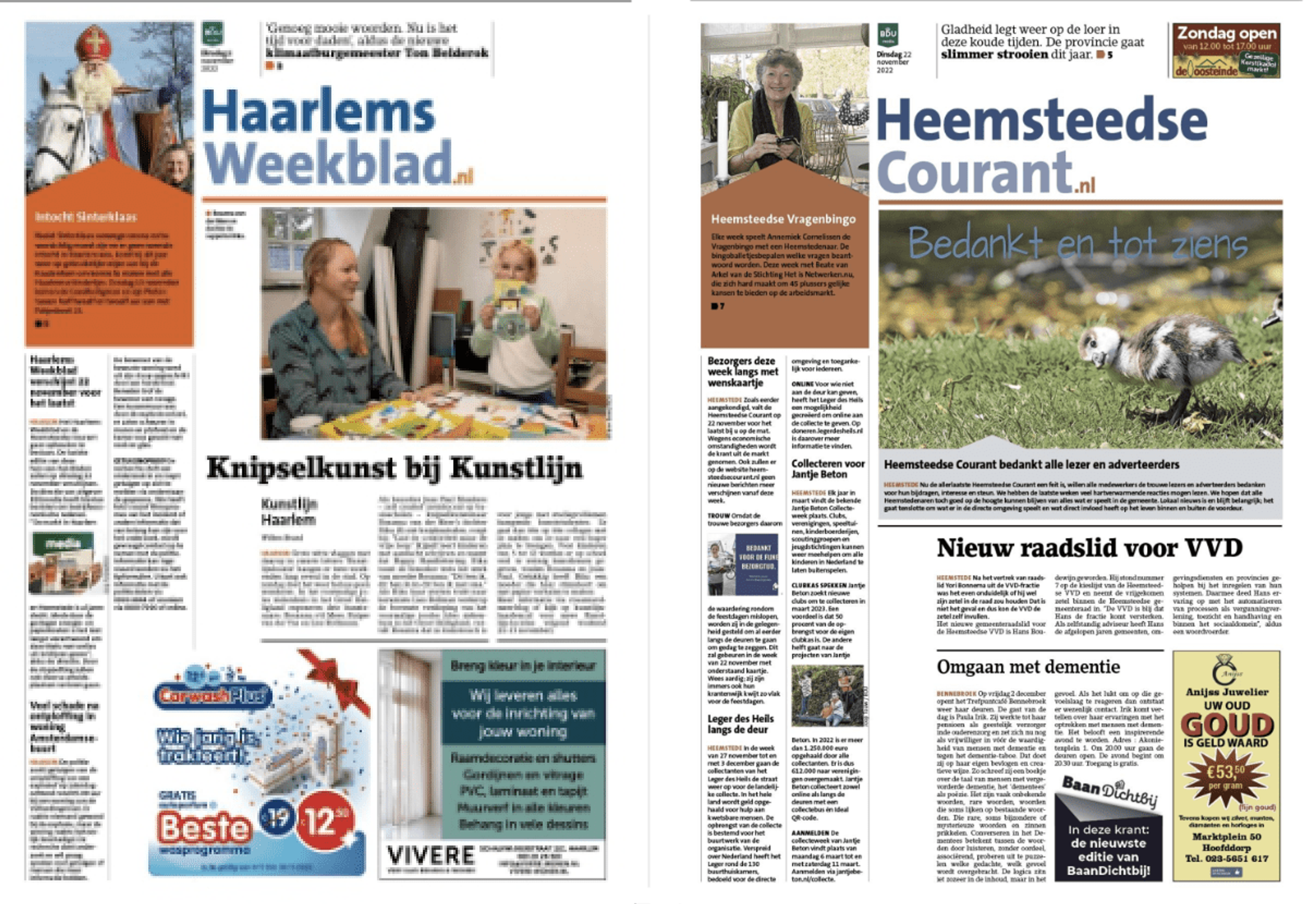Haarlems Weekblad, de Heemsteedse Courant en lokaalaanzee.nl stoppen
