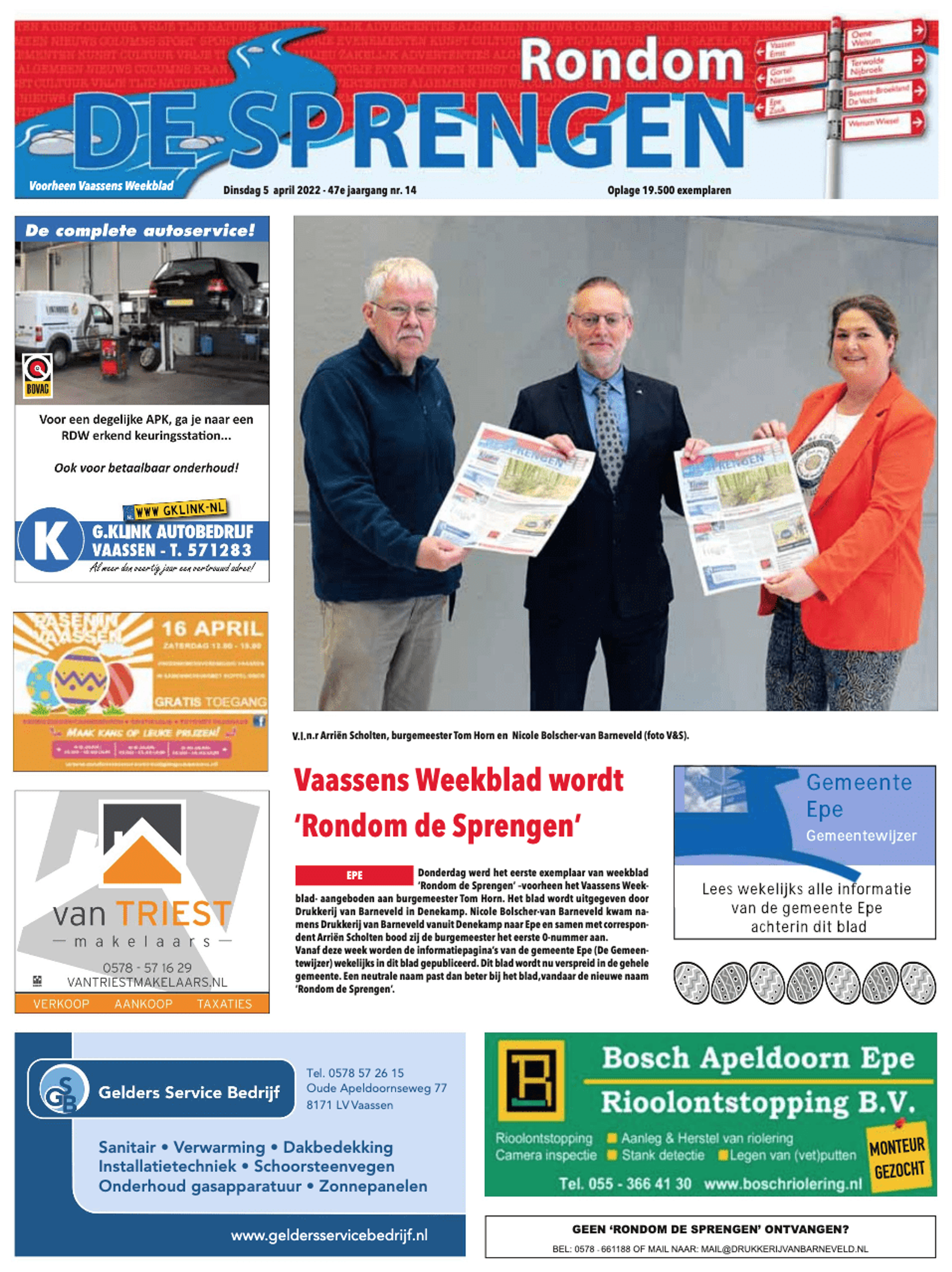 Rondom de Sprengen is de nieuwe naam van Vaassens Weekblad