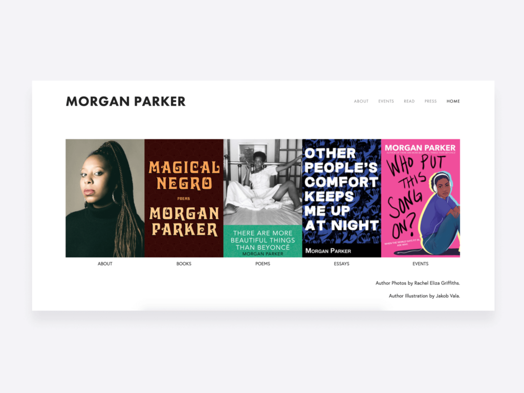 screenshot of Morgan Parker's creative writing portfolio