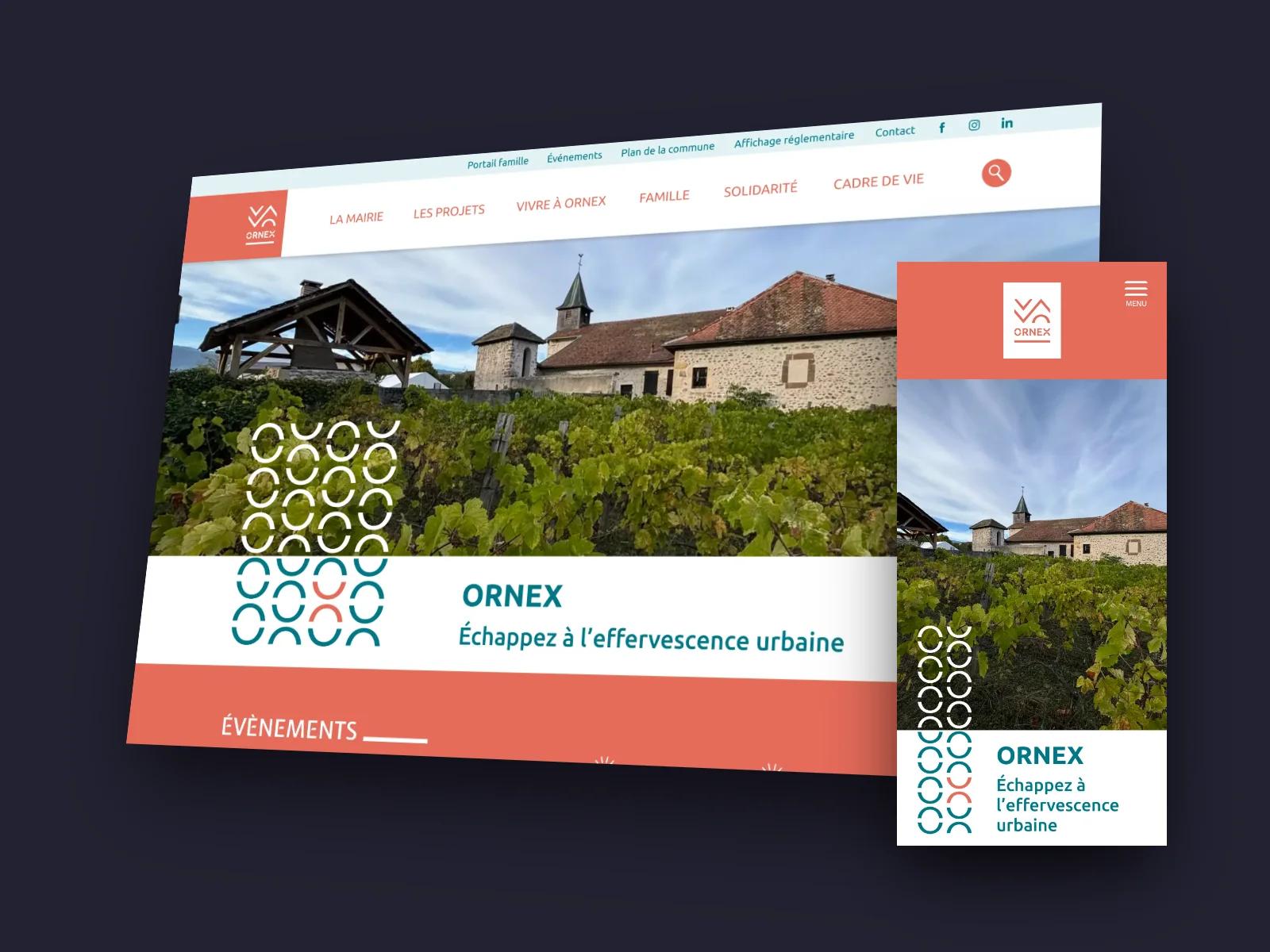 Site Ville d’Ornex sur ordinateur et sur mobile