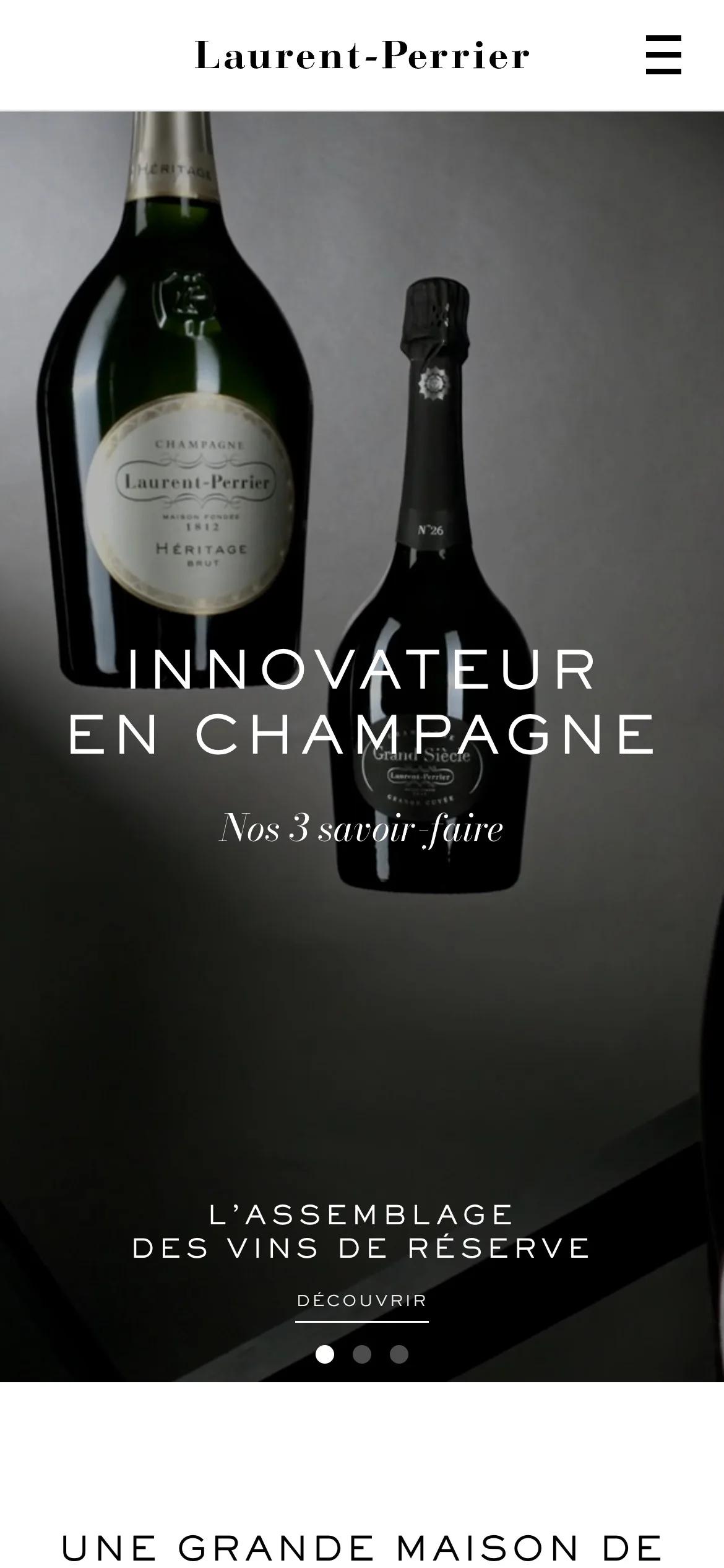 Page d’accueil Laurent-Perrier sur mobile