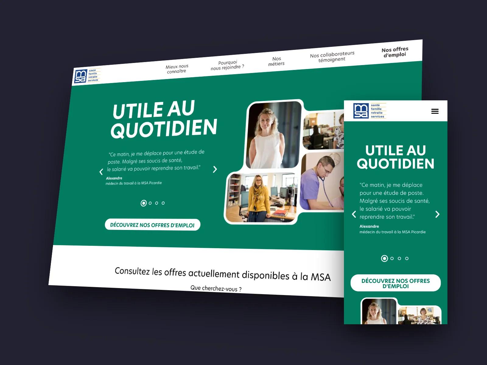 Site MSA — Recrutement sur ordinateur et sur mobile