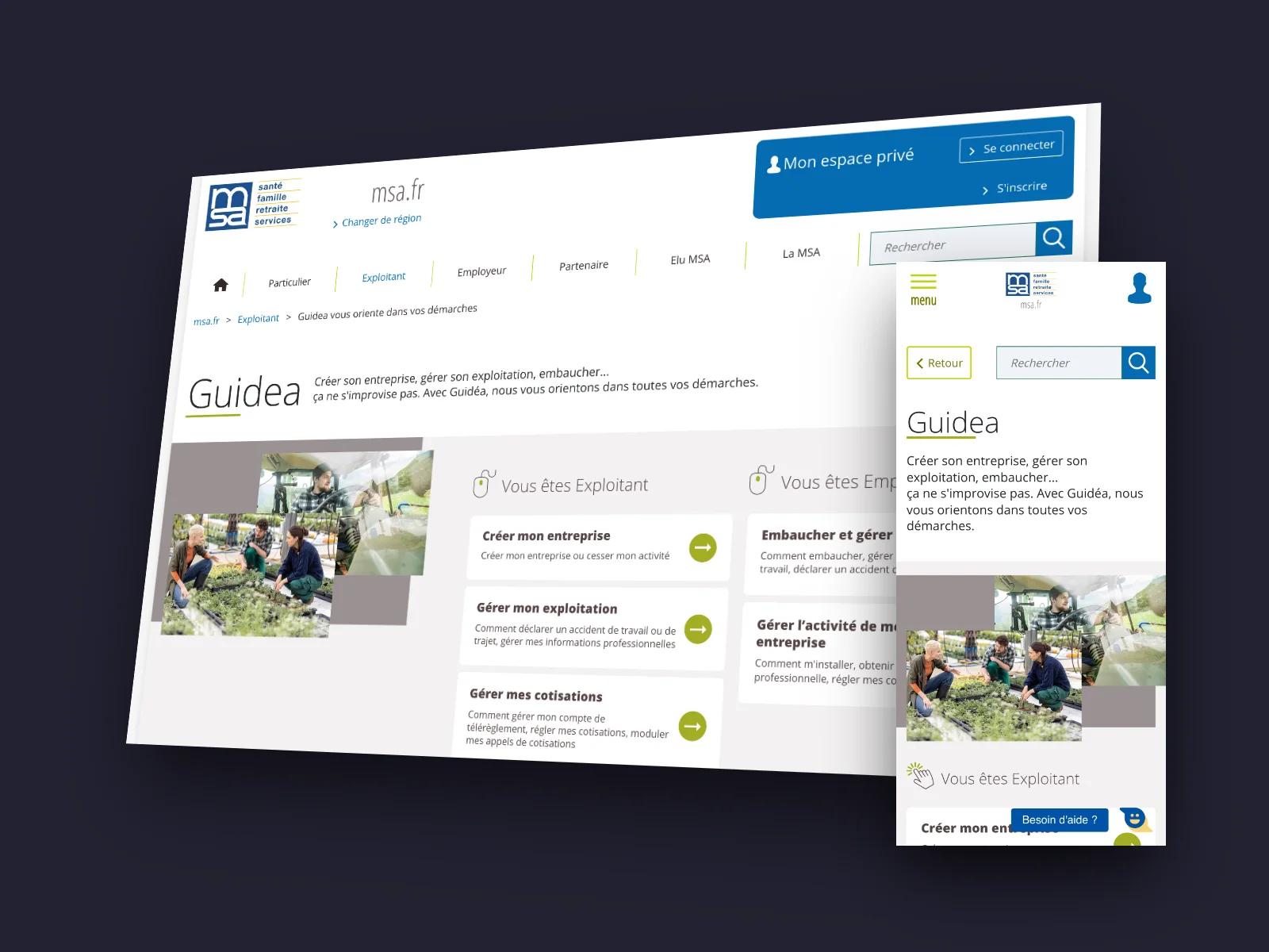 Site MSA — Guidéa sur ordinateur et sur mobile