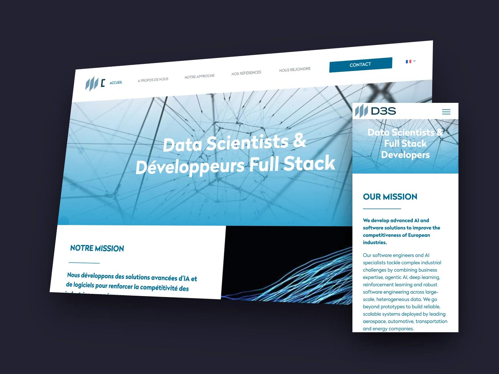 Site D3S sur ordinateur et sur mobile