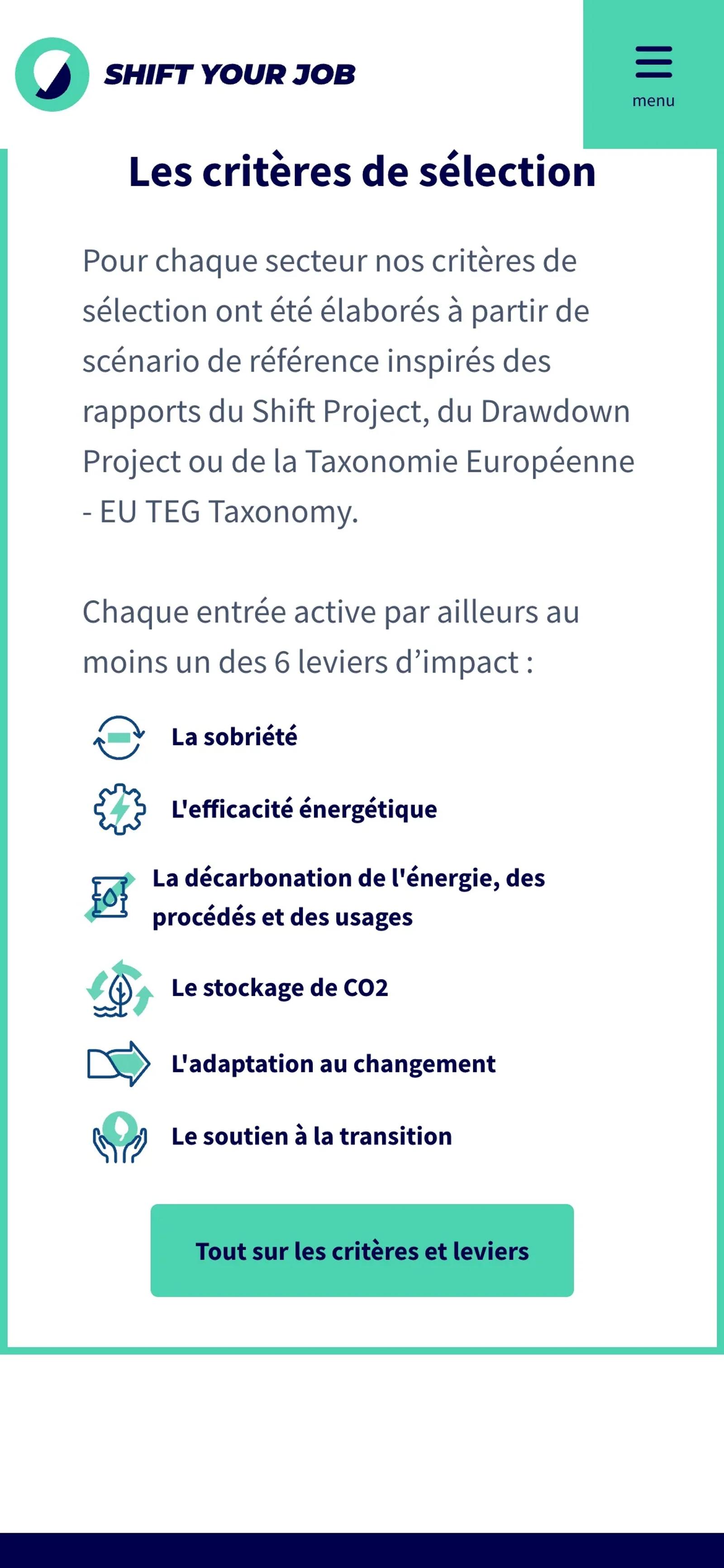 Les critères de sélection des organisations sur mobile