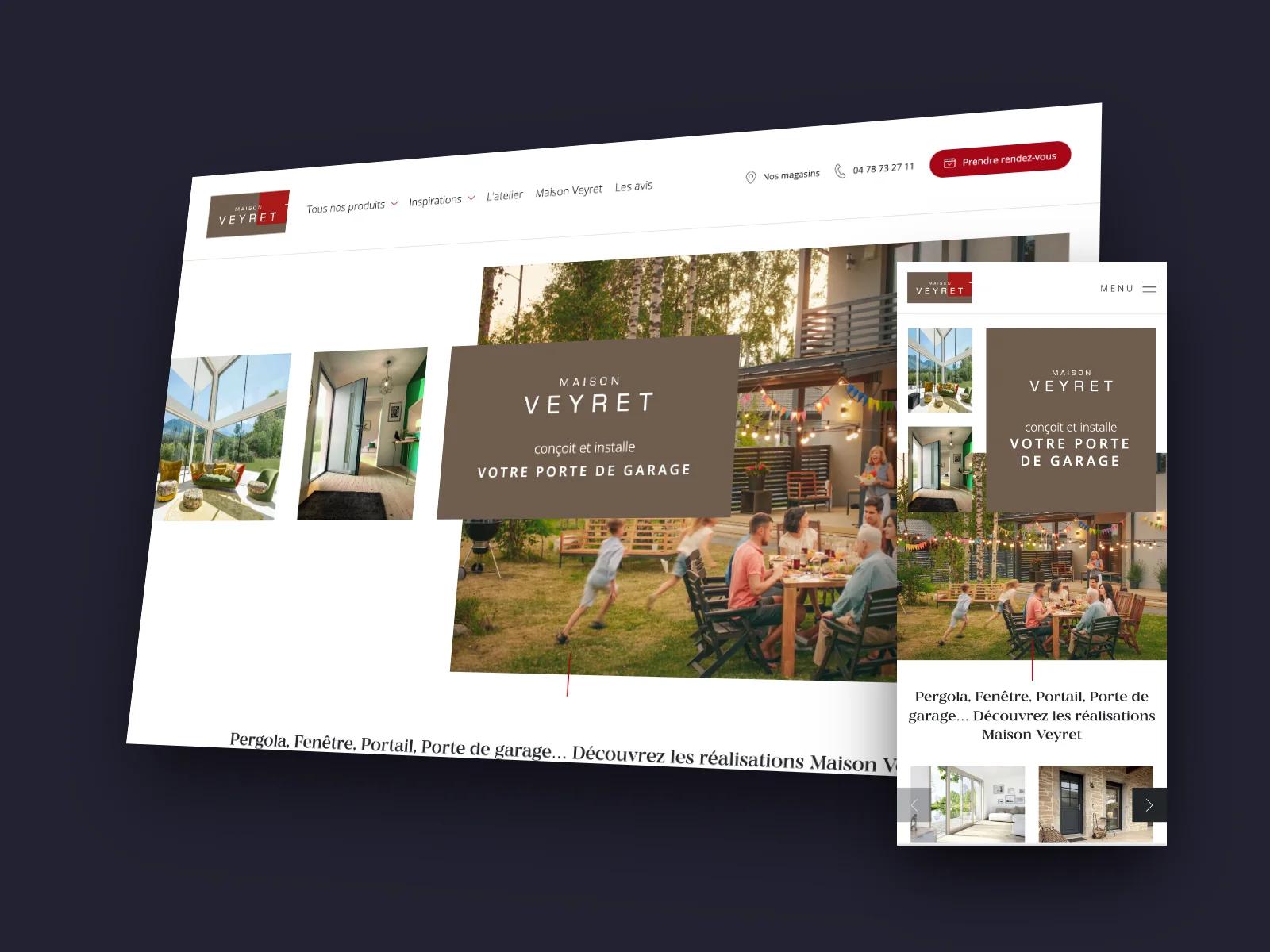 Site Maison Veyret sur ordinateur et sur mobile
