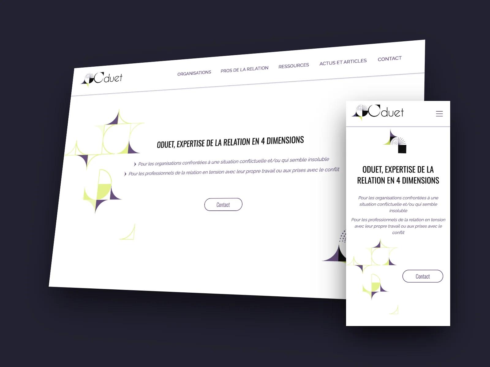 Site Oduet sur ordinateur et sur mobile