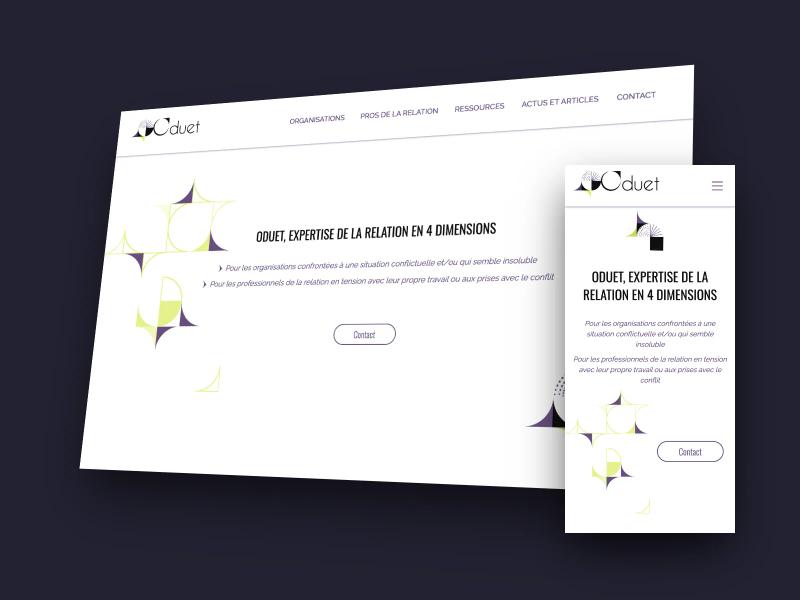 Site Oduet sur ordinateur et sur mobile