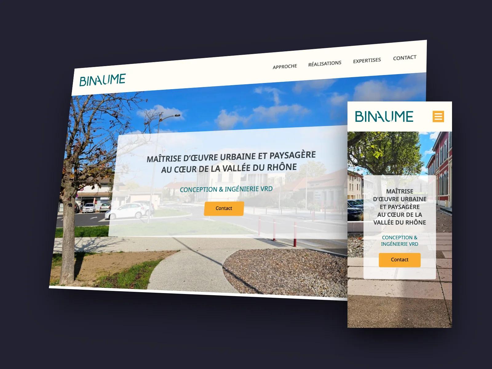 Site Binaume sur ordinateur et sur mobile