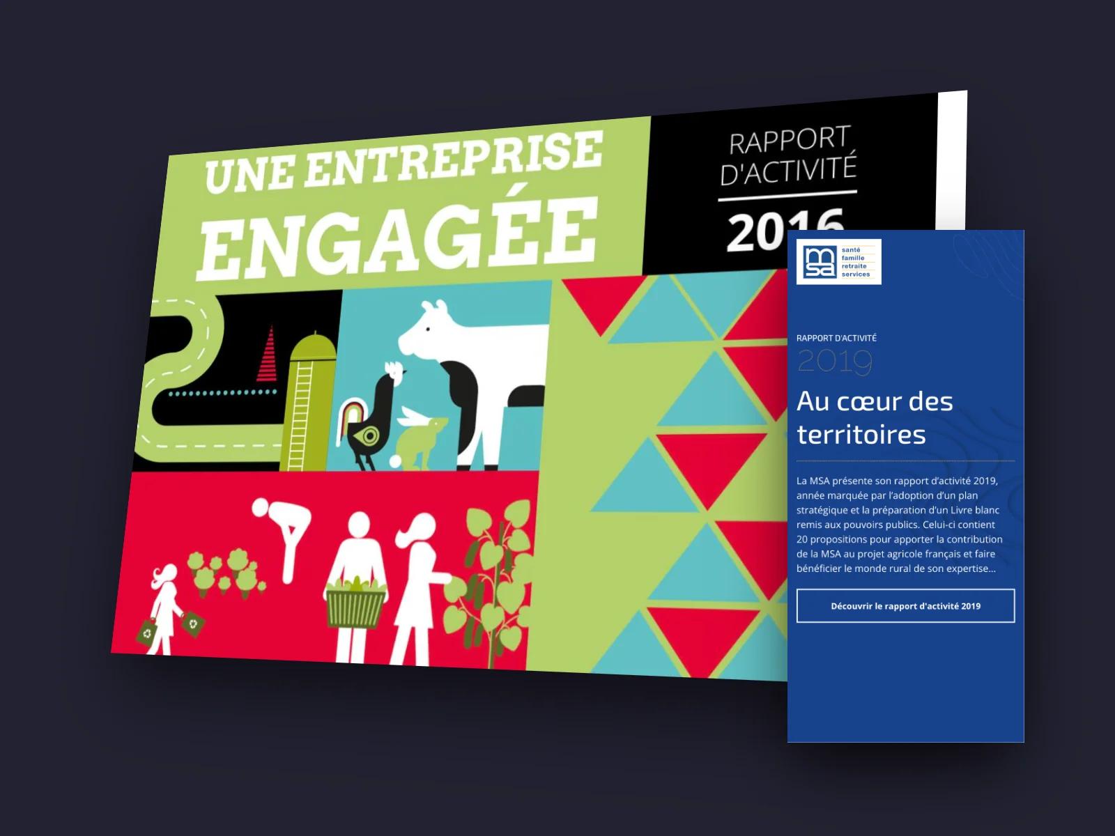 Rapports d’activité web de la MSA sur ordinateur et sur mobile