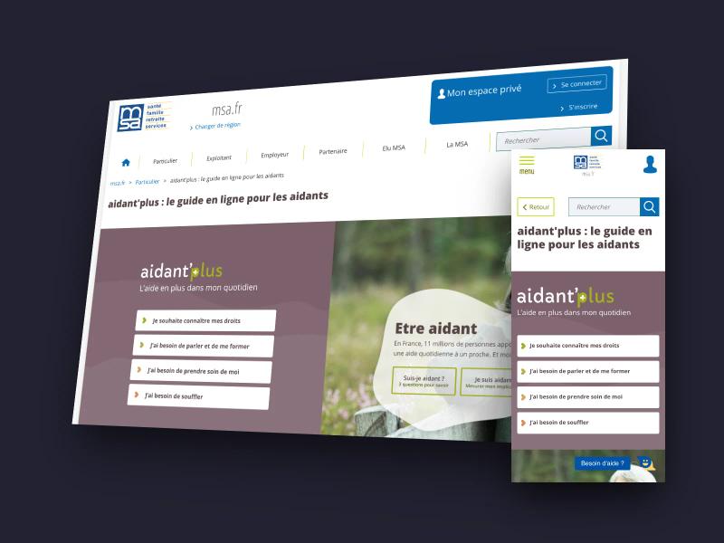 Site MSA — Aidant’ plus sur ordinateur et sur mobile