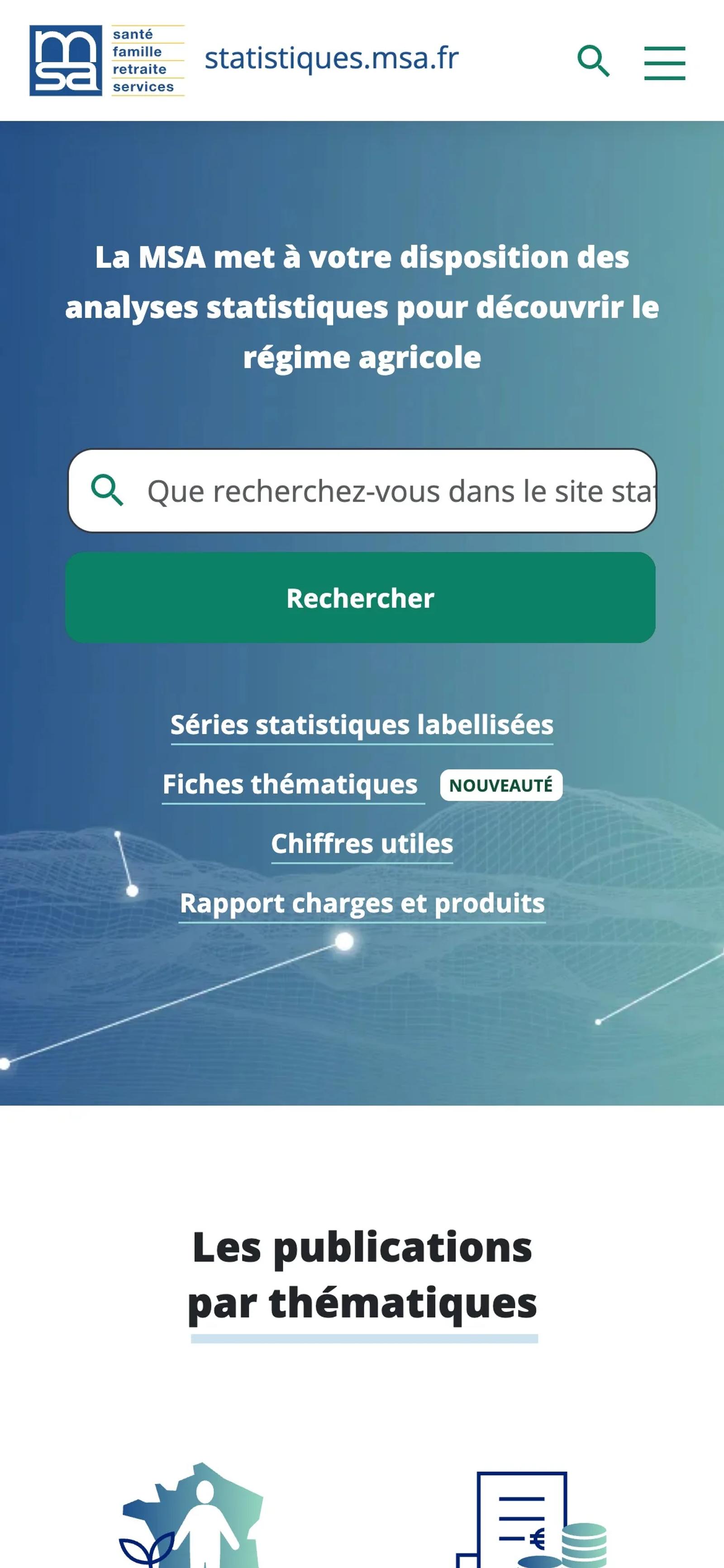Accueil de statistiques.msa.fr sur mobile