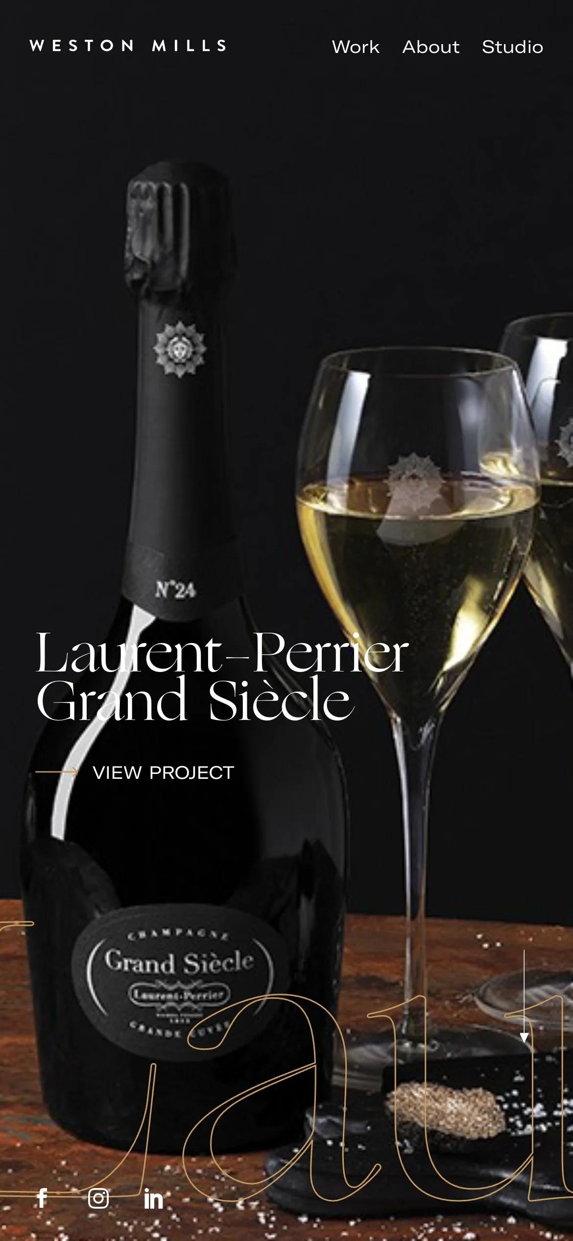 Accueil sur mobile : projet Laurent-Perrier Grand Siècle