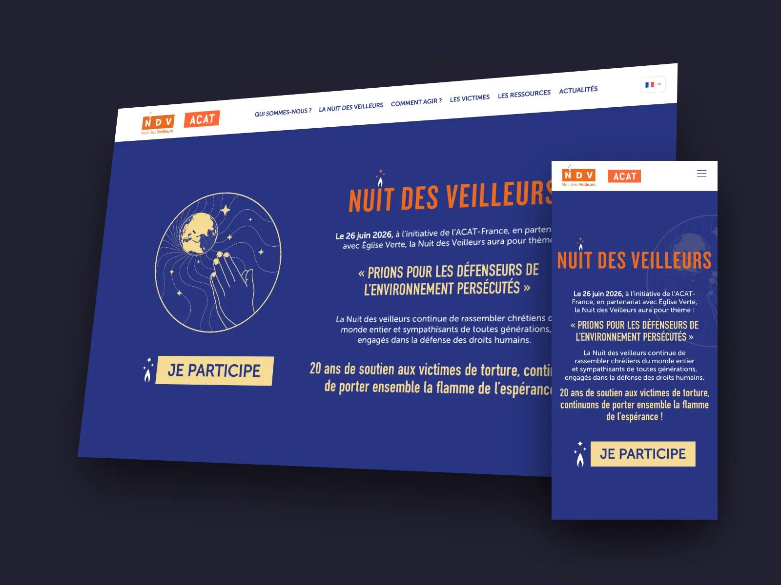 Site Nuit des Veilleurs sur ordinateur et sur mobile