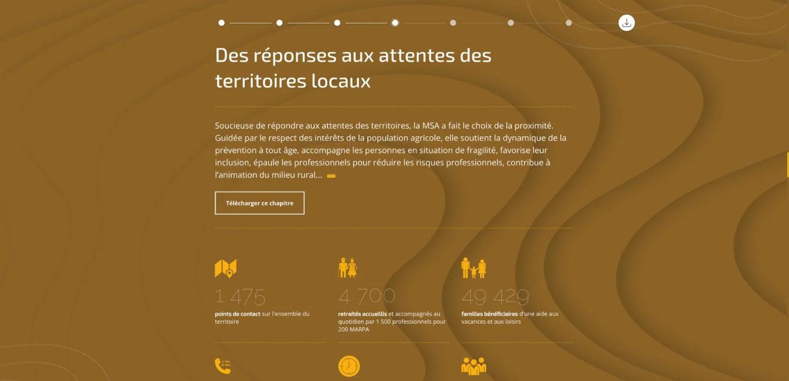 Rapport 2019 : chapitre « Des réponses aux attentes des territoires locaux » et ses chiffres animés