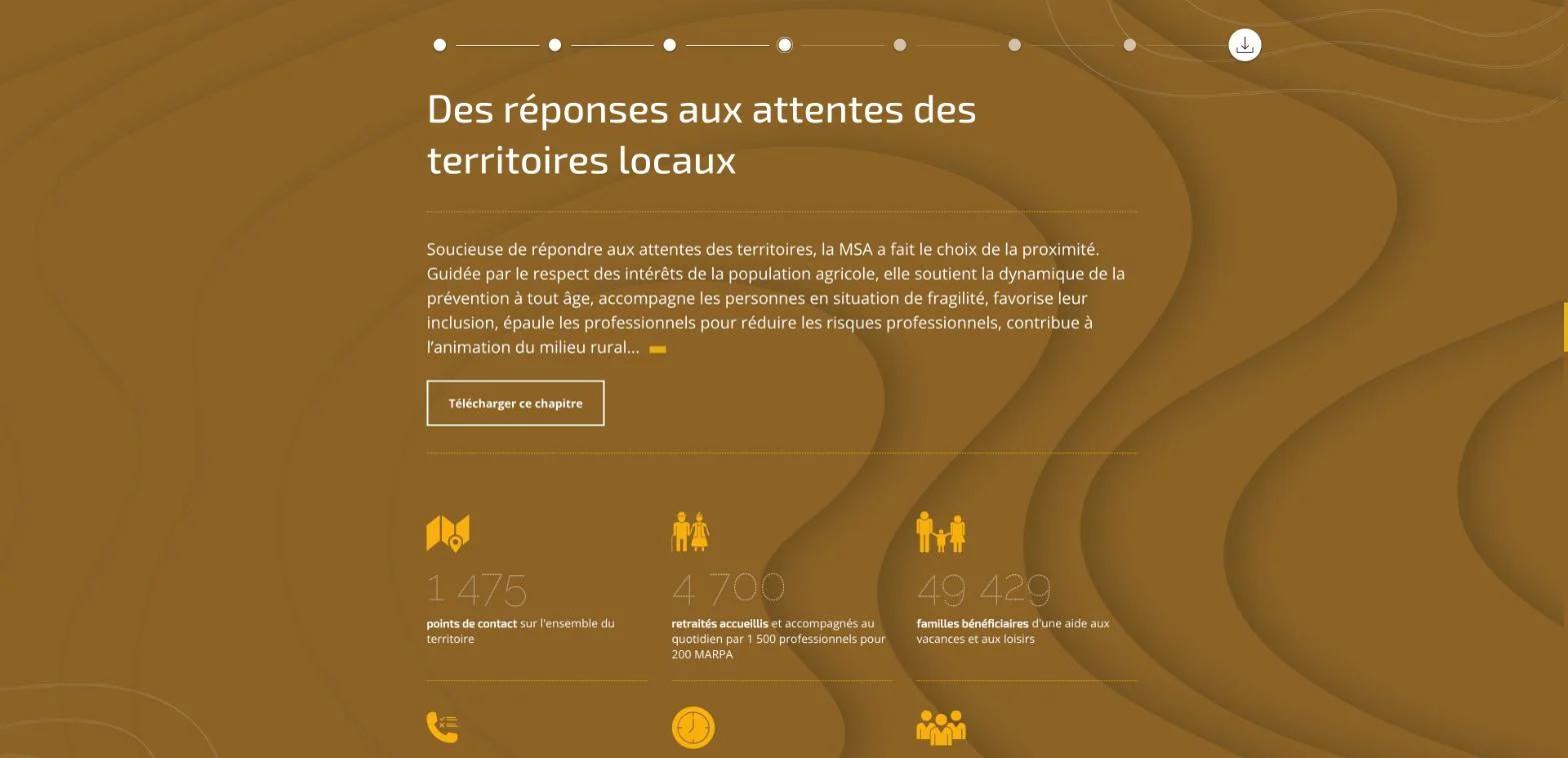Rapport 2019 : chapitre « Des réponses aux attentes des territoires locaux » et ses chiffres animés