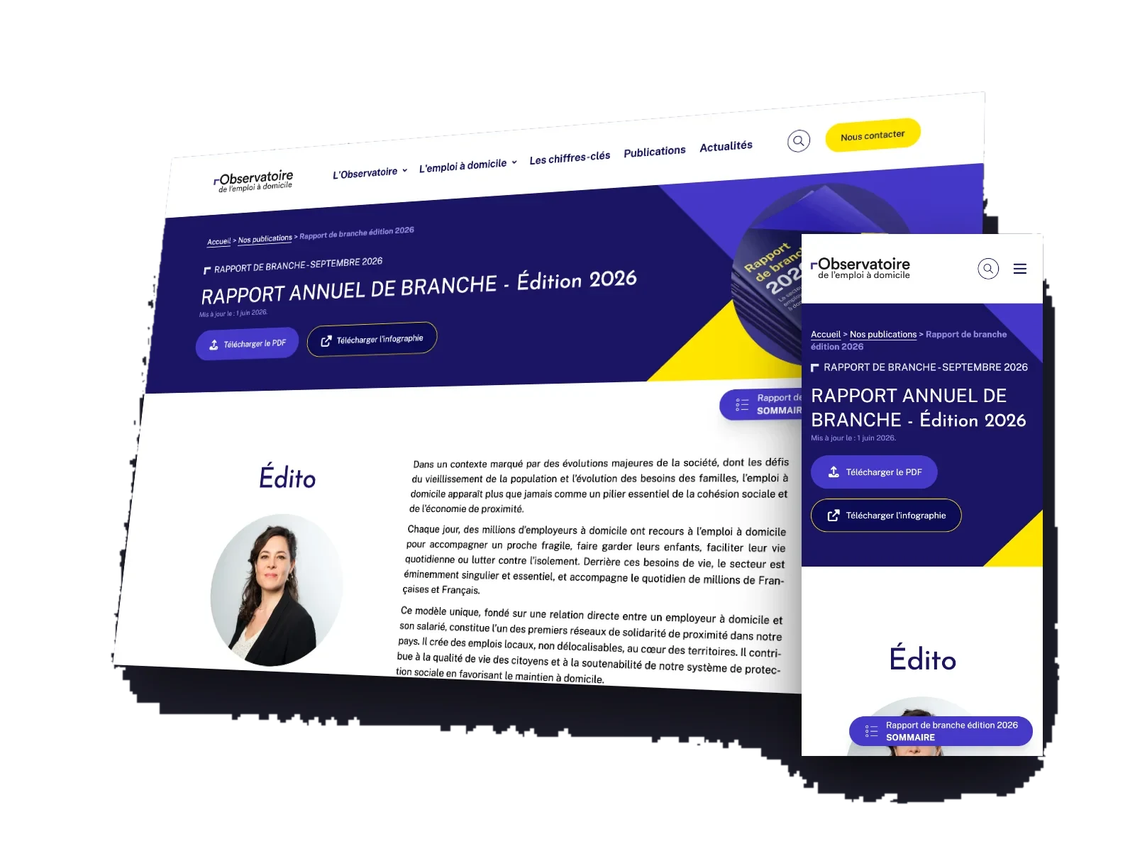 Rapport de branche FEPEM en ligne sur ordinateur et sur mobile