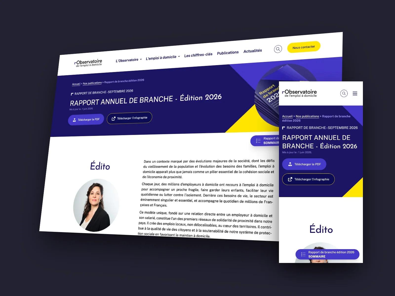 Rapport de branche FEPEM en ligne sur ordinateur et sur mobile