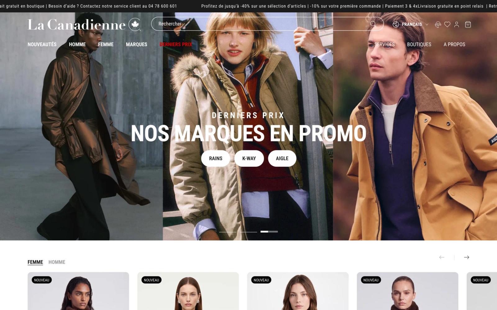 Page d’accueil du site La Canadienne sur ordinateur