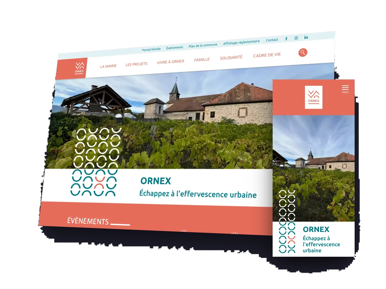 Site Ville d’Ornex sur ordinateur et sur mobile