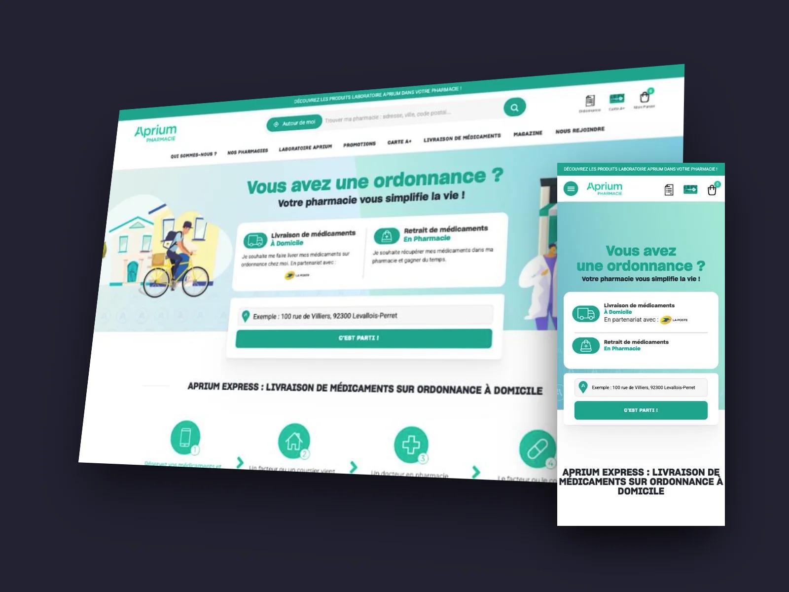 Service Aprium Express (livraison de médicaments) sur ordinateur et sur mobile