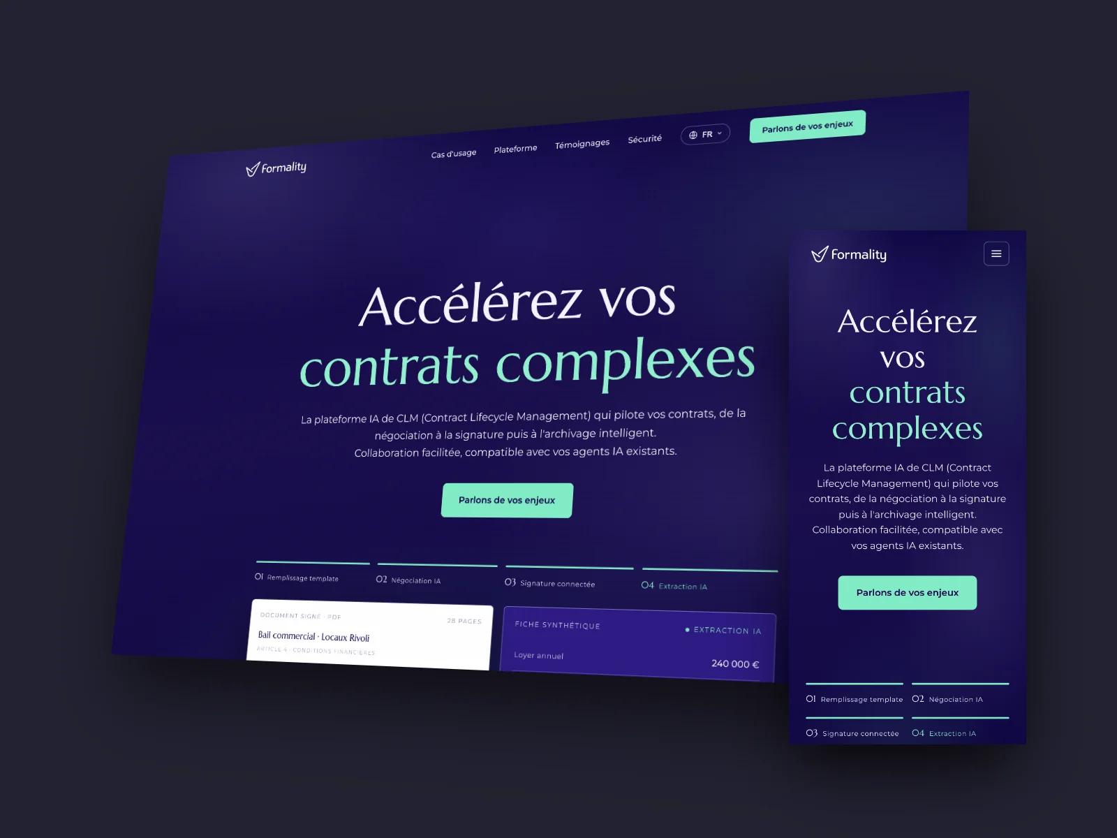 Site Formality sur ordinateur et sur mobile