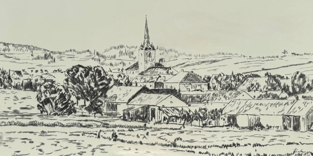 Kresba Jindřichov — kresba na plátně