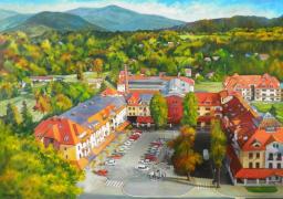 Panorama Čeladné — olej na plátně