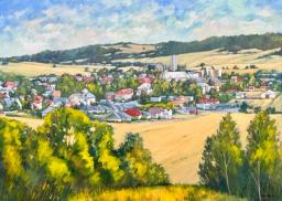 Město Albrechtice — olej na plátně