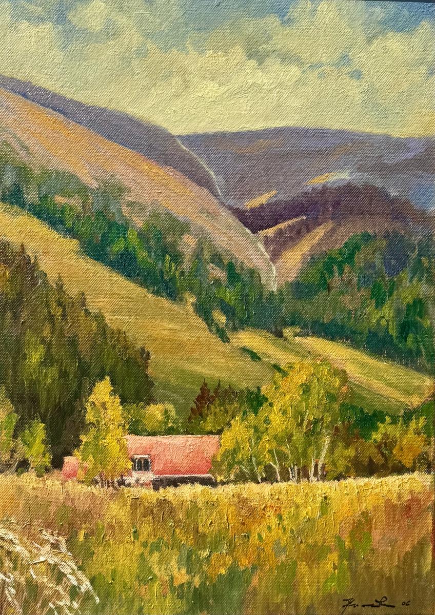 Krkonoše — olej na lepence