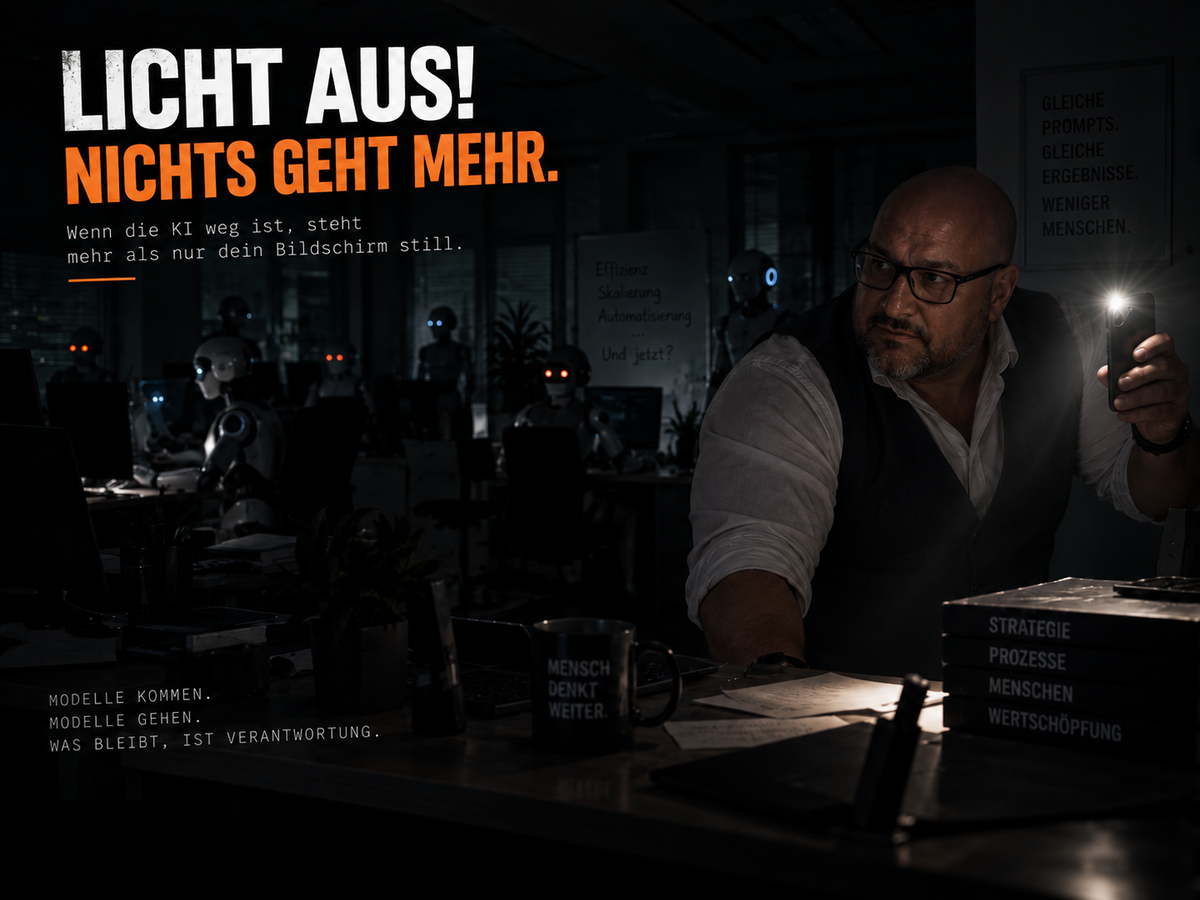 Licht aus!  Nichts geht mehr. Künstliche Verknappung? Warum das beste KI-Modell für Unternehmen bald nicht mehr das eigentliche Produkt ist