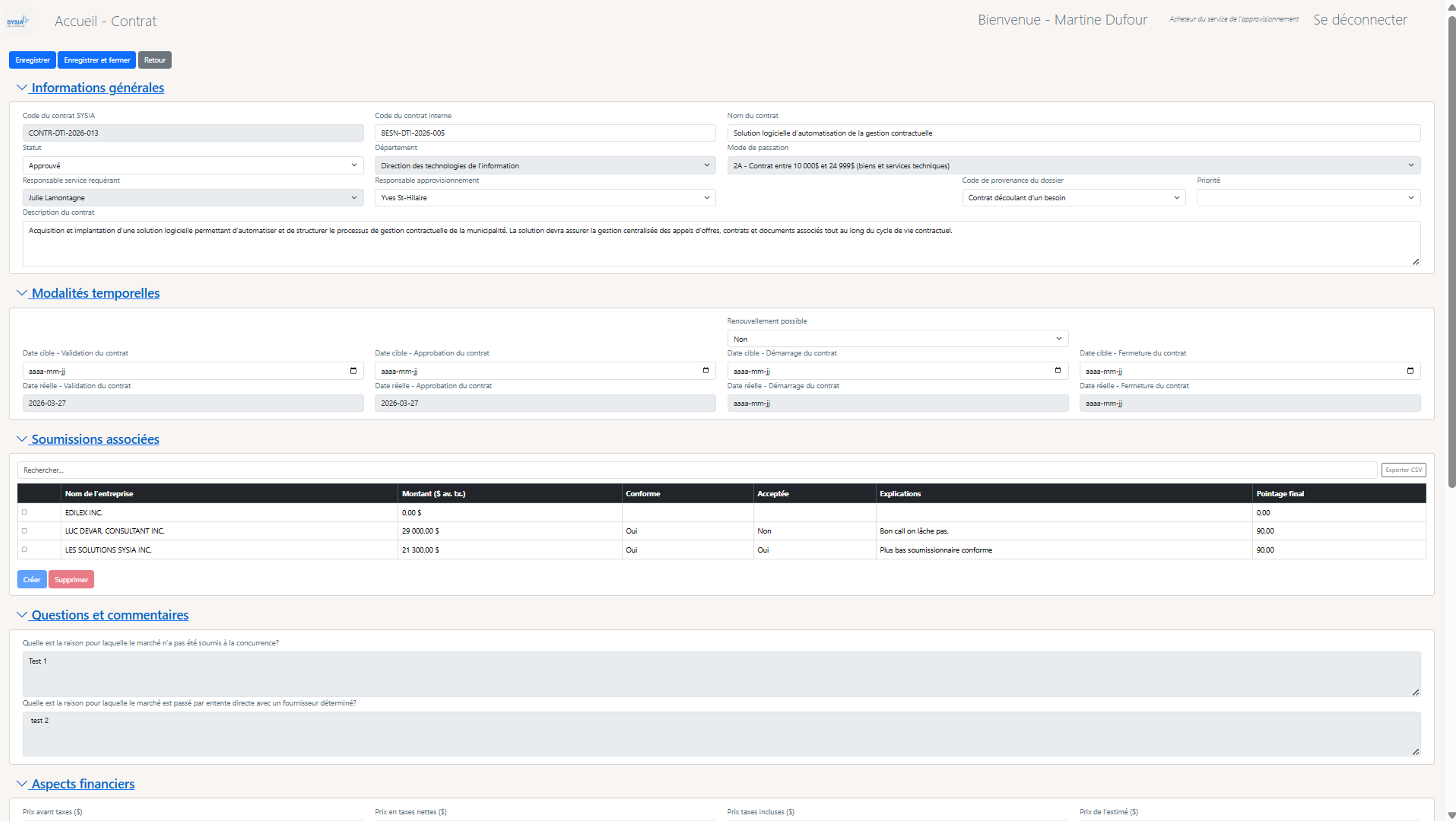 Création automatique d’un contrat à partir d’un projet