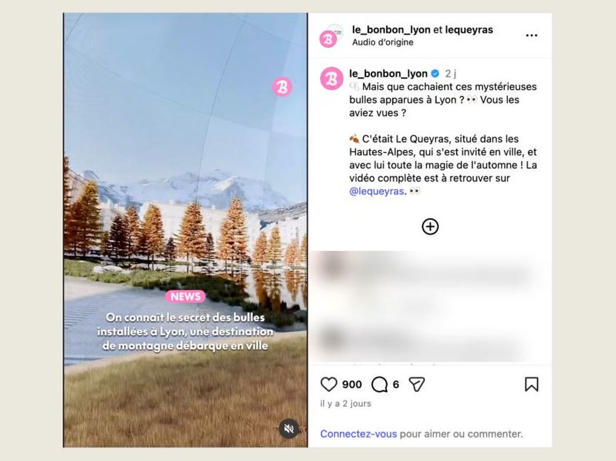 Capture d'une publication Instagram du Bonbon Lyon annonçant que les bulles venaient du Queyras