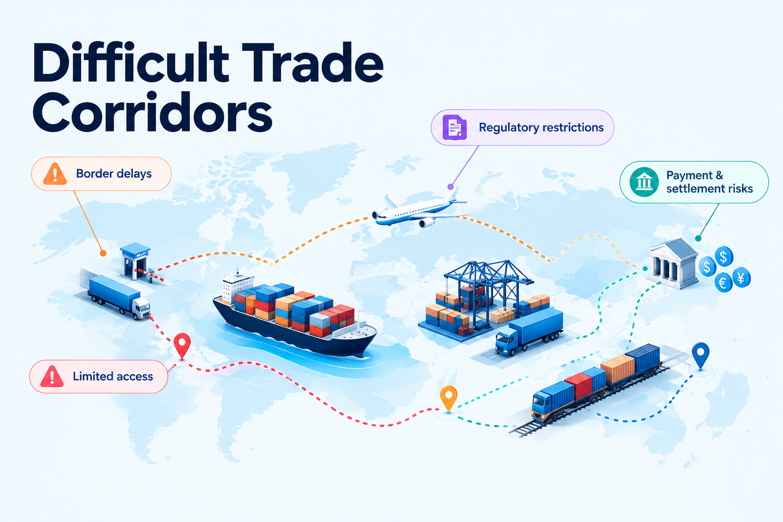 Difficult trade corridors