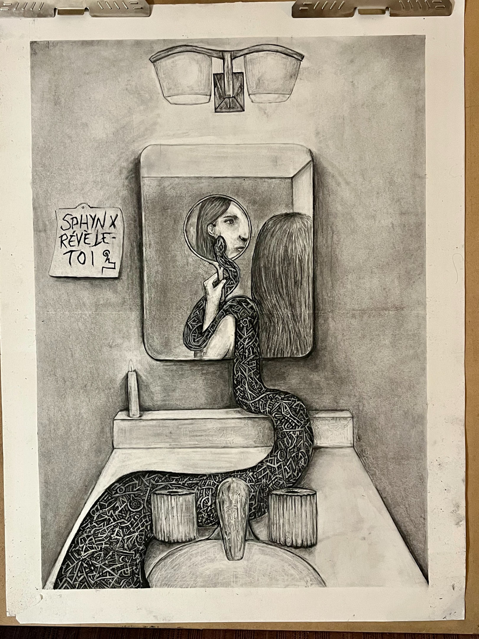 Graphite and Charcoal on Paper