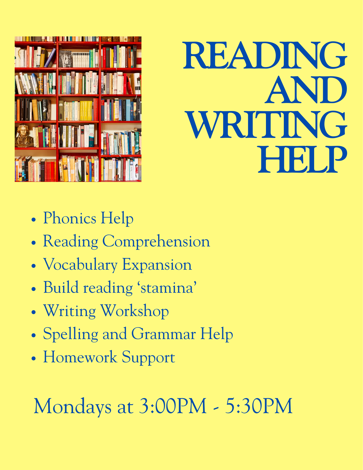 Reading and Writing Help: Tuesdays