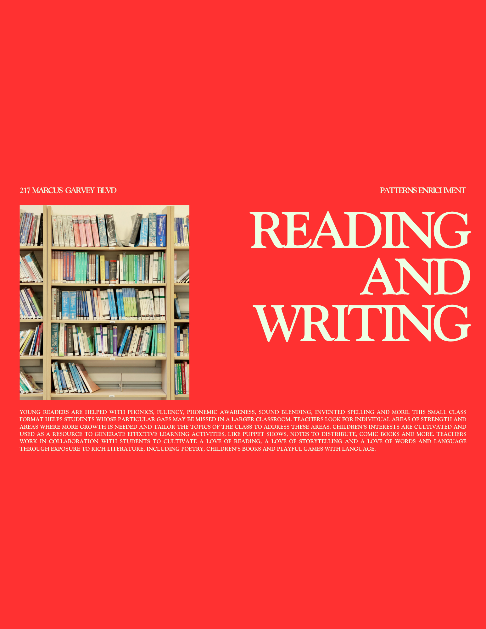 flyer for reading and writing