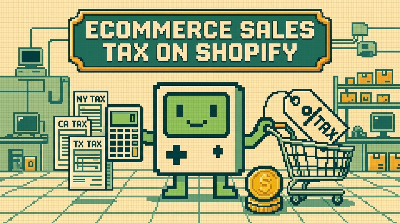 Illustration showing ecommerce sales tax concepts — Ecommerce Sales Tax The Shopify Operator's Cost Guide by Ottit