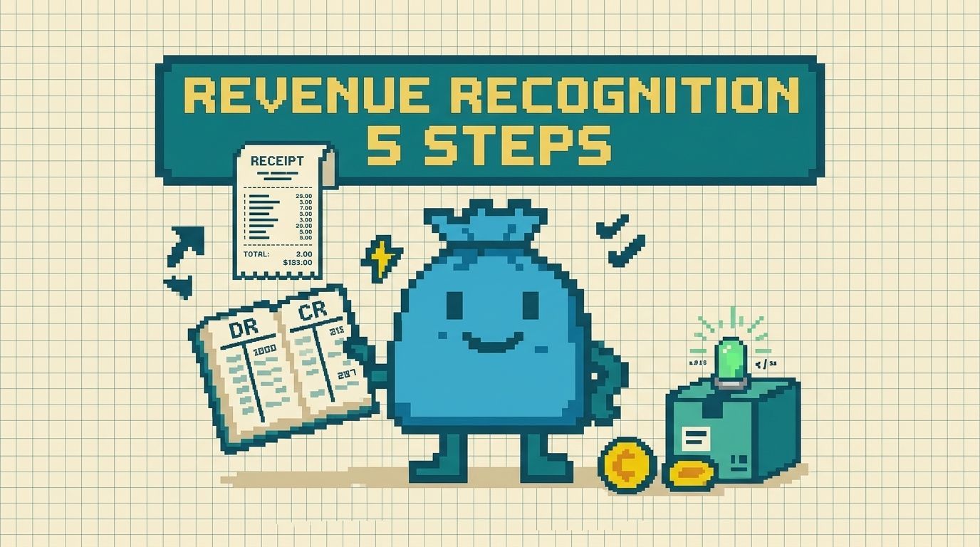 Illustration showing revenue recognition 5 steps concepts — How to Apply the Revenue Recognition 5 Steps (Shopify) by Ottit