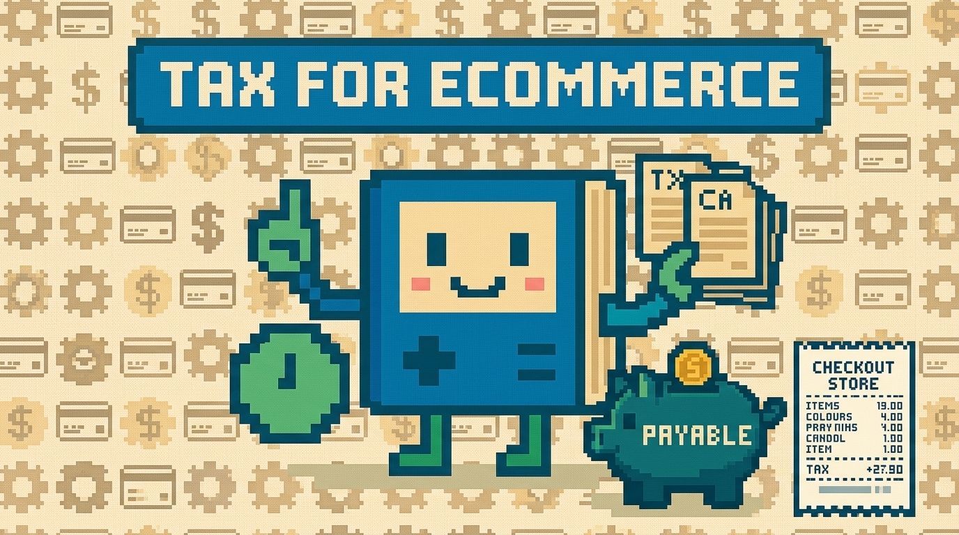 Illustration showing tax for ecommerce concepts — Tax for Ecommerce The Shopify P&L Playbook by Ottit