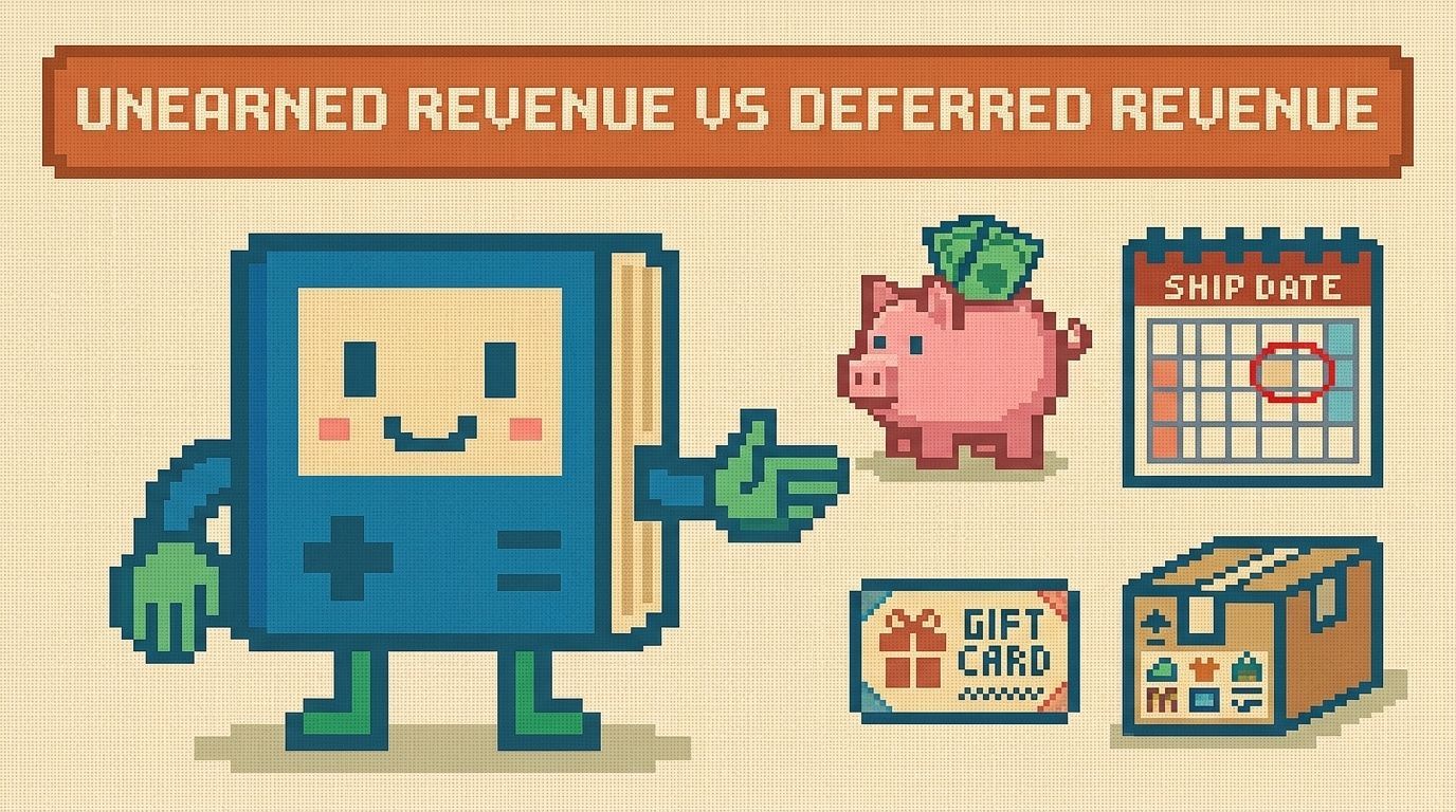 Illustration showing unearned revenue vs deferred revenue concepts — Unearned Revenue vs Deferred Revenue Shopify Guide by Ottit