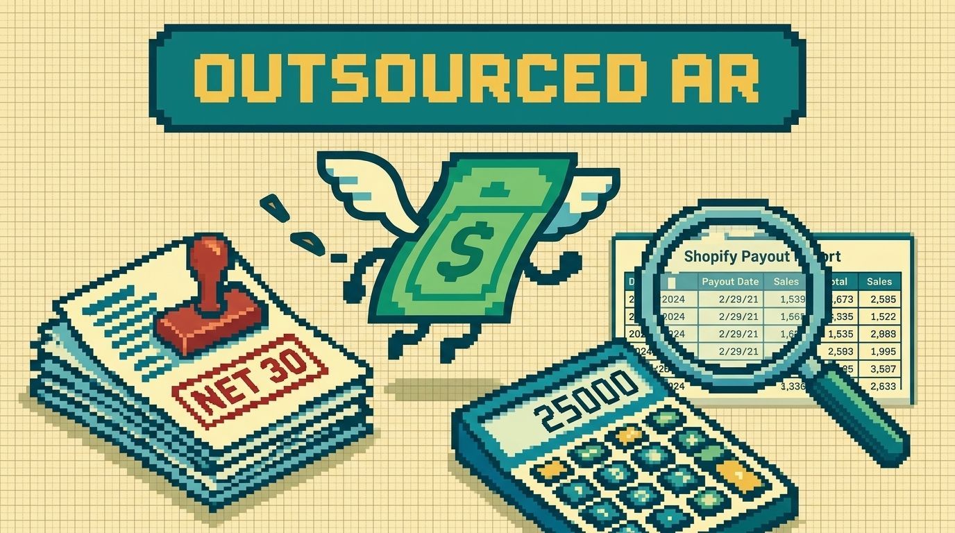 Illustration showing outsourced accounts receivable management concepts — Outsourced Accounts Receivable Management for Shopify by Ottit