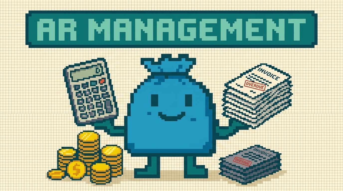 Illustration showing accounts receivable management company concepts — Accounts Receivable Management Company Shopify Buyer's Guide by Ottit