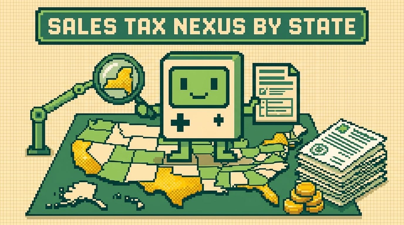 Illustration showing sales tax nexus by state concepts — Sales Tax Nexus by State A Shopify Triage Playbook by Ottit