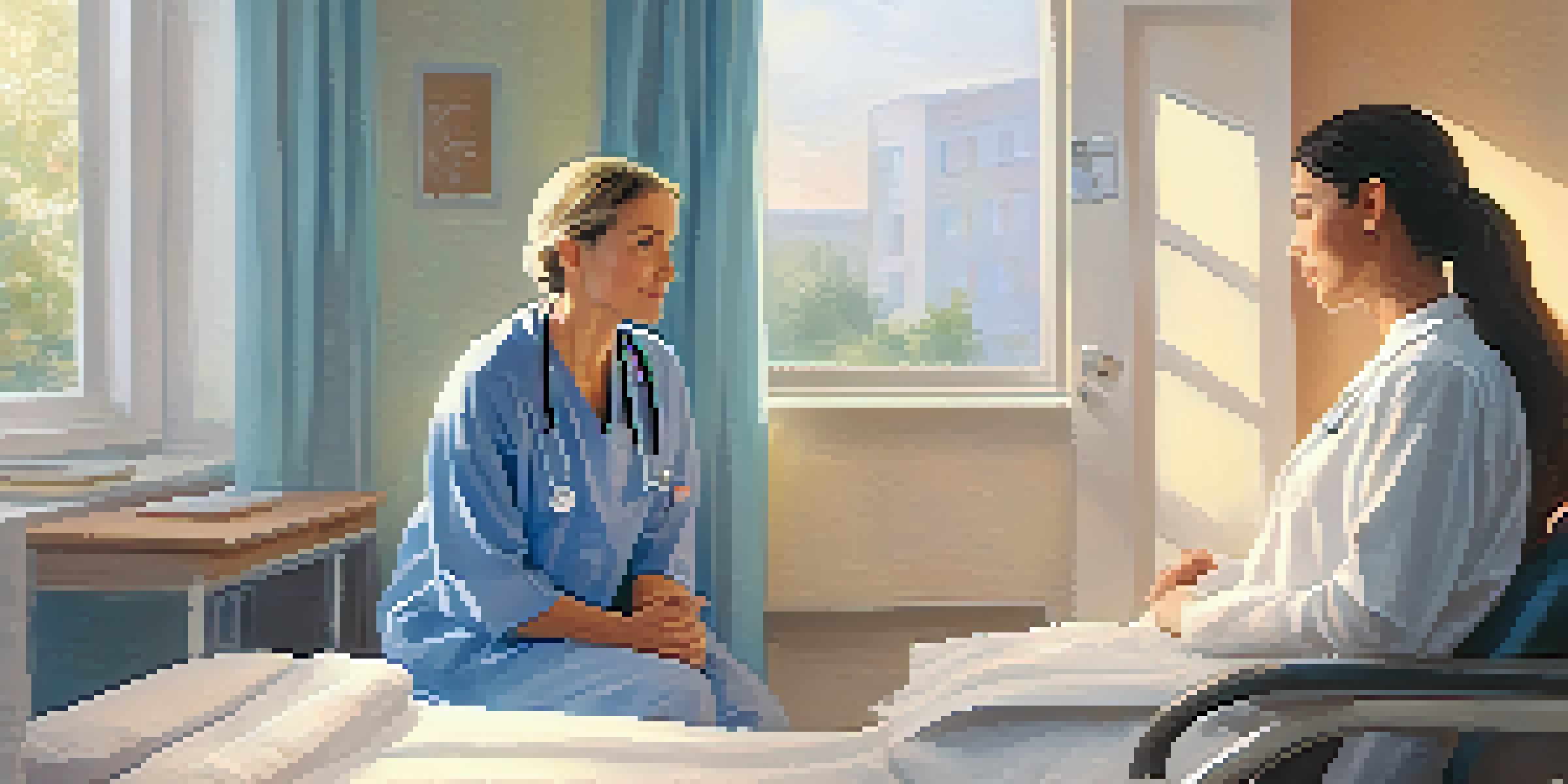A healthcare provider and a patient engaged in a thoughtful conversation in a bright hospital room, with sunlight streaming through the window.