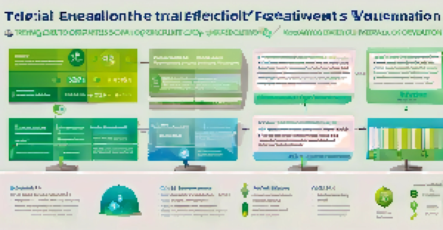 An infographic showing key metrics for treatment effectiveness evaluation with icons and a gradient background.