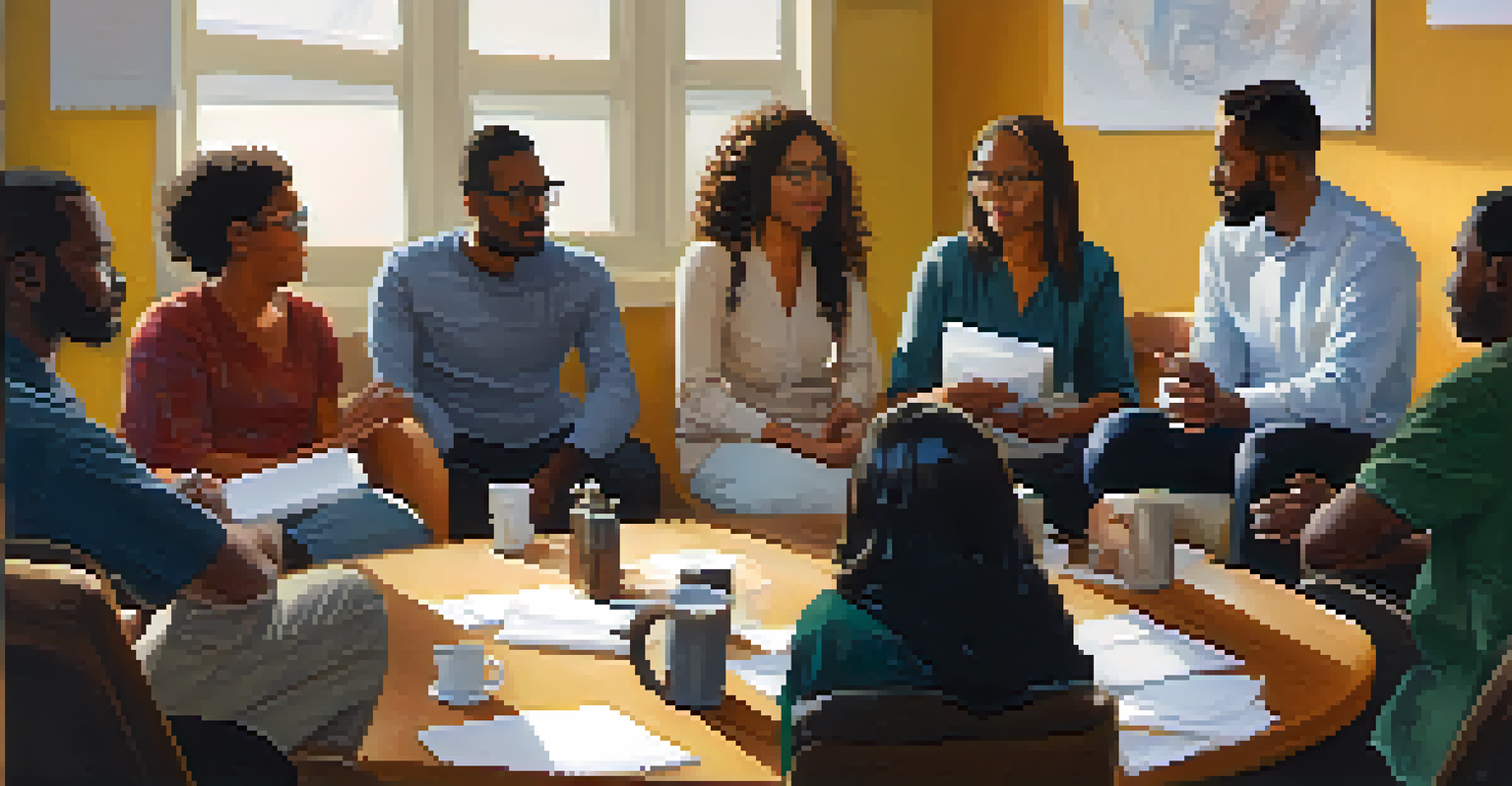 A close-up of community members engaged in a focus group discussion about health initiatives.